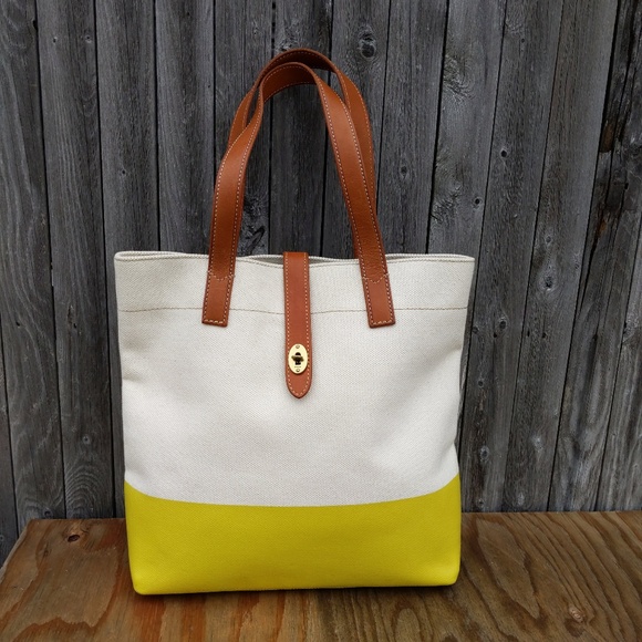 Fossil Cream and Yellow Tote Bag - Picture 1 of 8